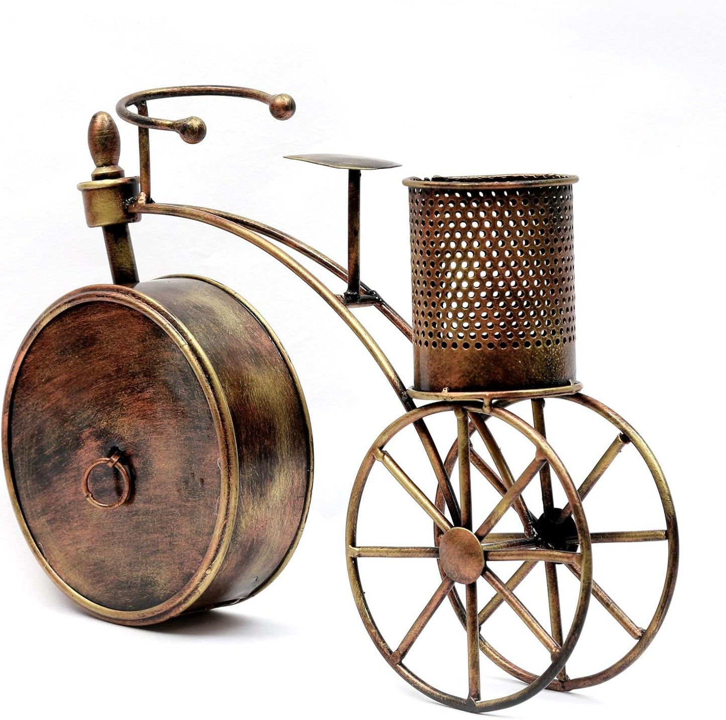 ChronoCycle - Vintage Metal Bicycle Pen Stand with Clock