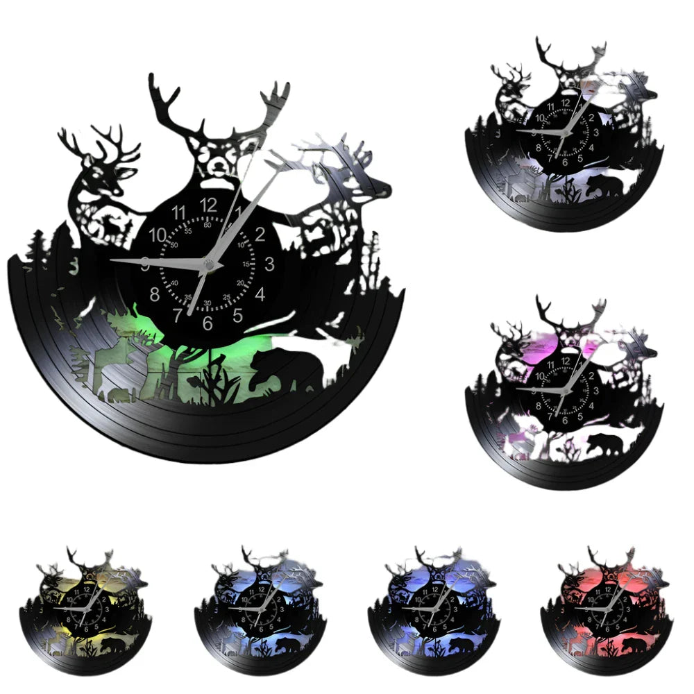 Vinyl Time - Vintage Wall Clock with LED Lighting