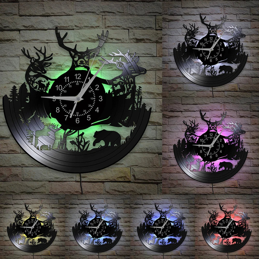 Vinyl Time - Vintage Wall Clock with LED Lighting