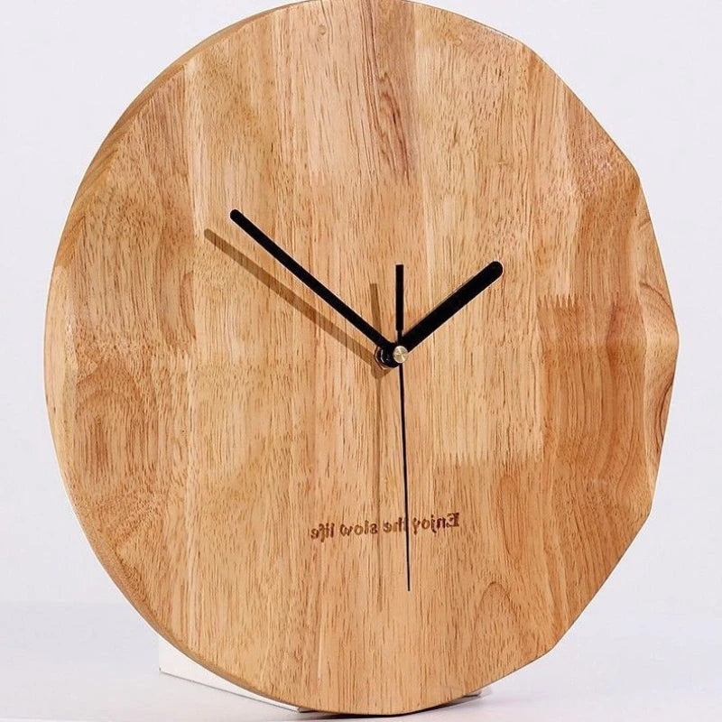 Solid Wood Mute Wall Clock – Chinese Log Wind Design