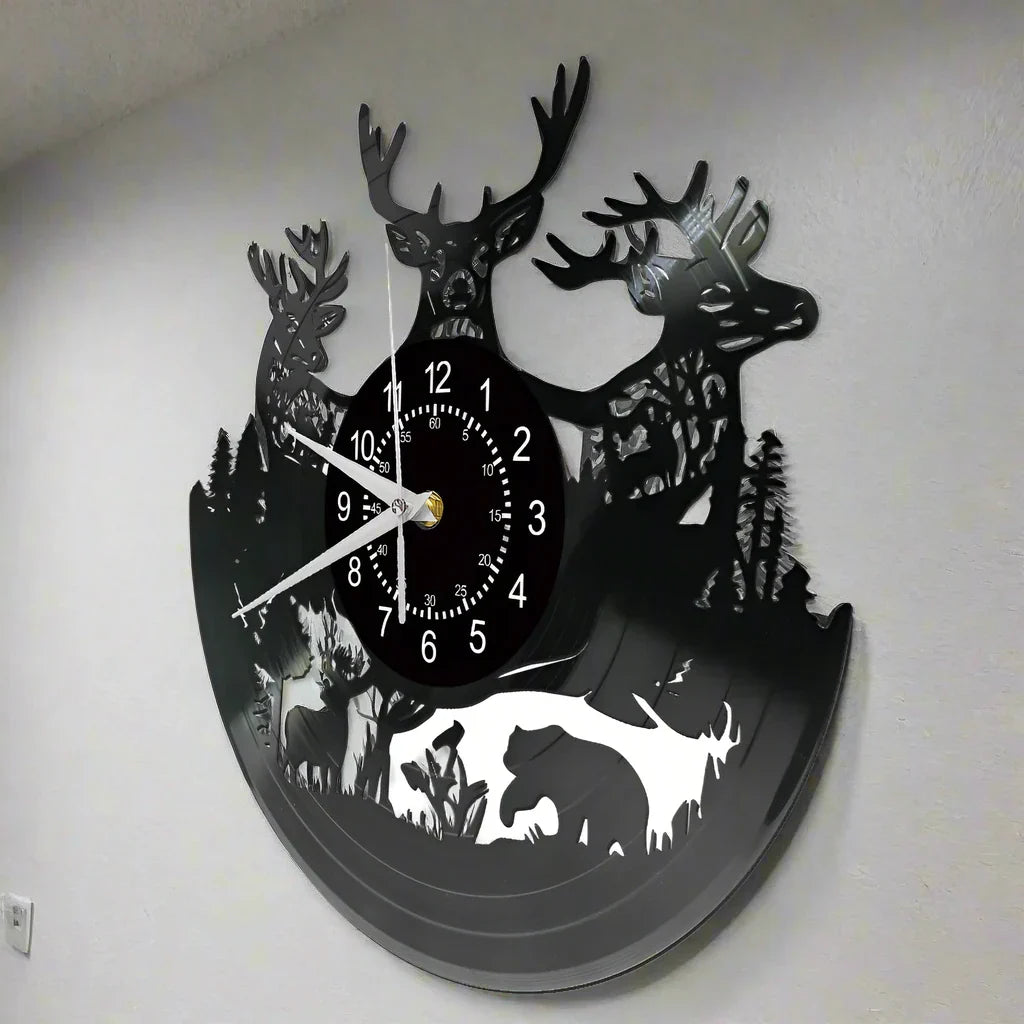 Vinyl Time - Vintage Wall Clock with LED Lighting