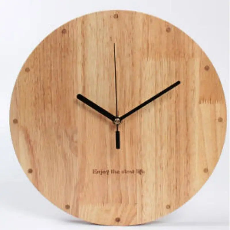 Solid Wood Mute Wall Clock – Chinese Log Wind Design