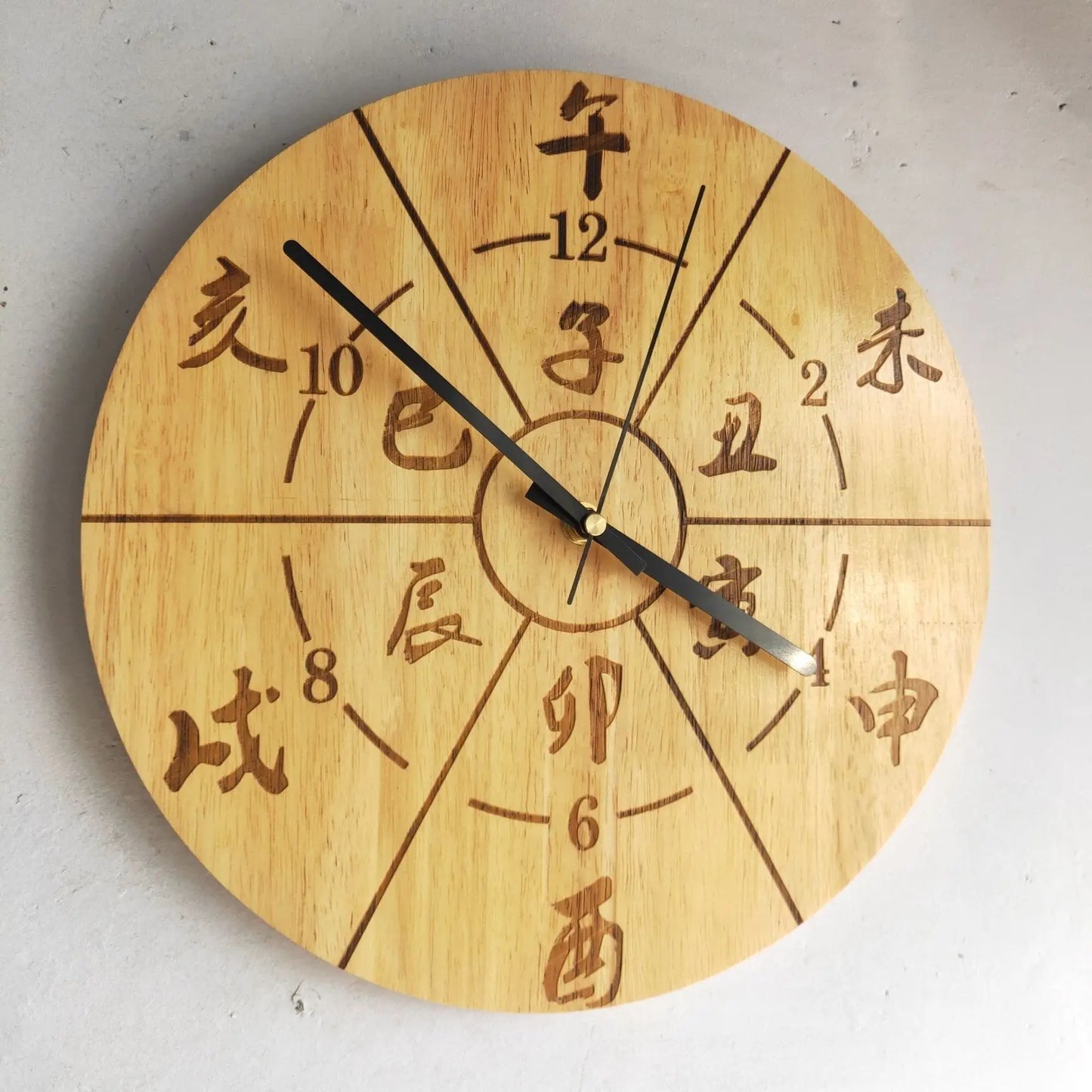 Solid Wood Mute Wall Clock – Chinese Log Wind Design
