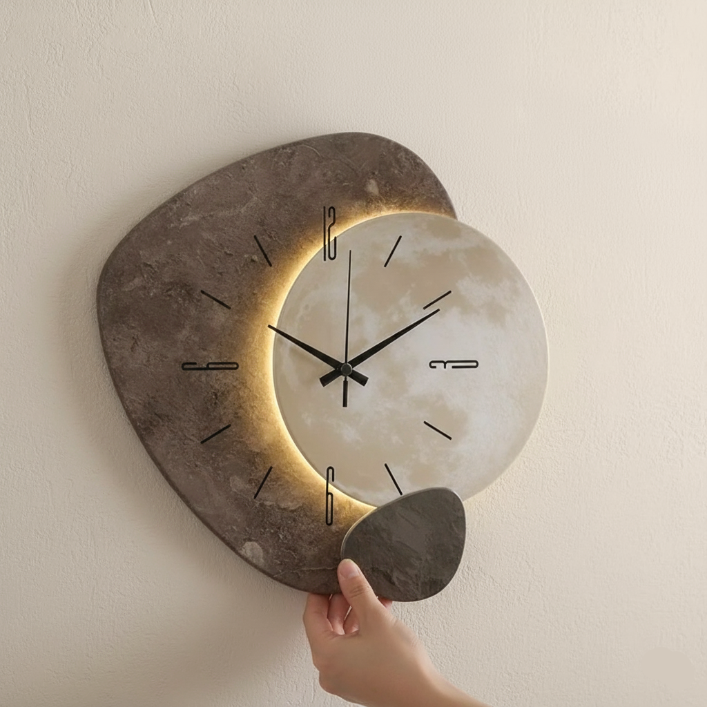 Modern Silent Wall Clock | Hanging Wall Decoration - Cream Wind Silent Wall Clock