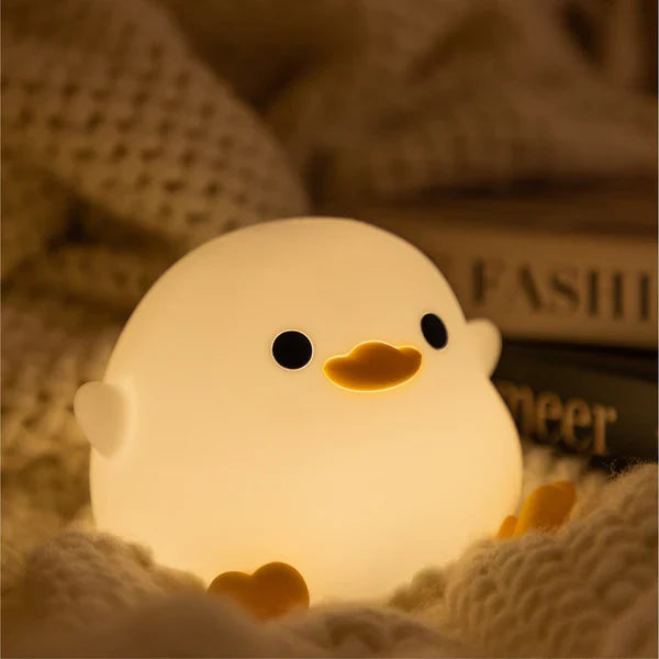 LumiQuack - Kawaii Flower Duck LED Night Light, USB Rechargeable, Soft Touch Control