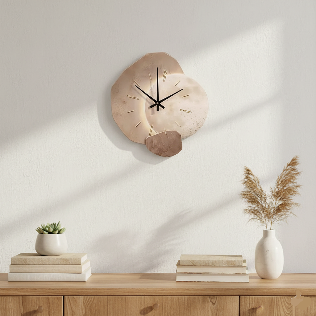 Modern Silent Wall Clock | Hanging Wall Decoration - Cream Wind Silent Wall Clock