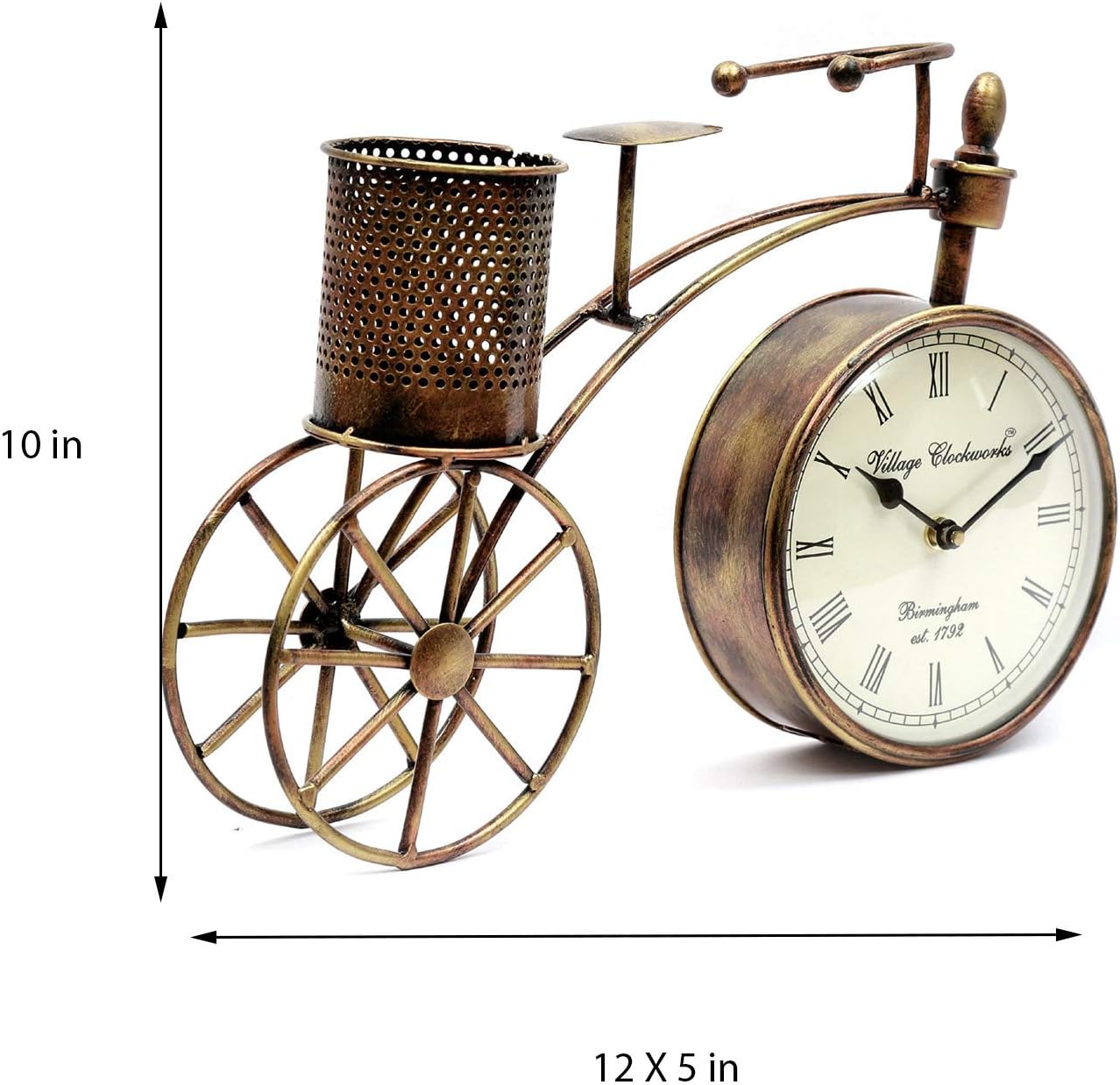 ChronoCycle - Vintage Metal Bicycle Pen Stand with Clock