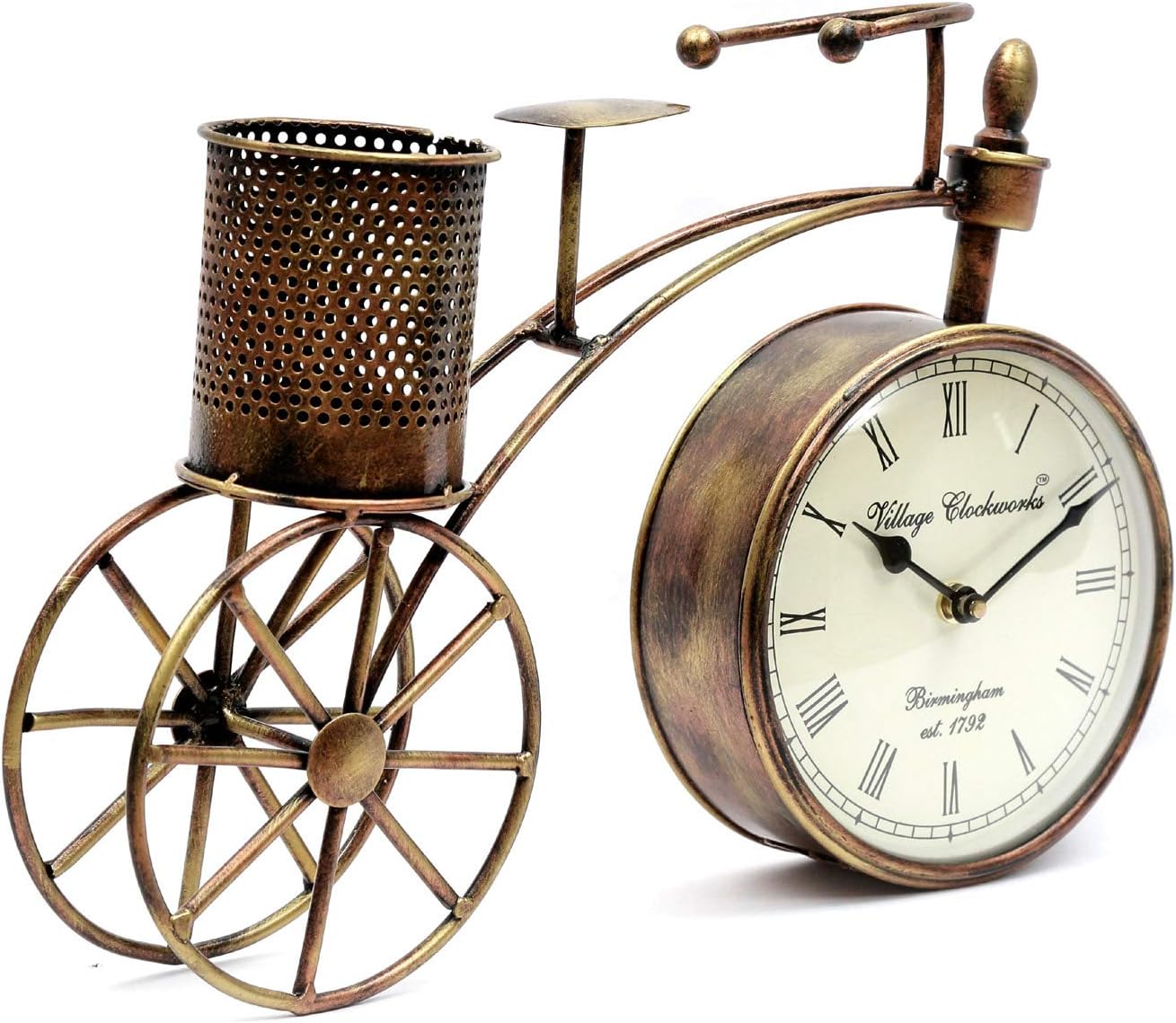ChronoCycle - Vintage Metal Bicycle Pen Stand with Clock