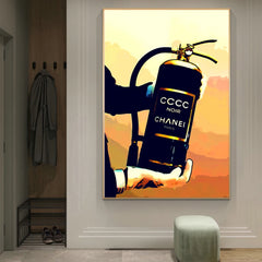 Luxury Gold & Black Fire Extinguisher Poster – Modern Pop Canvas Wall Art