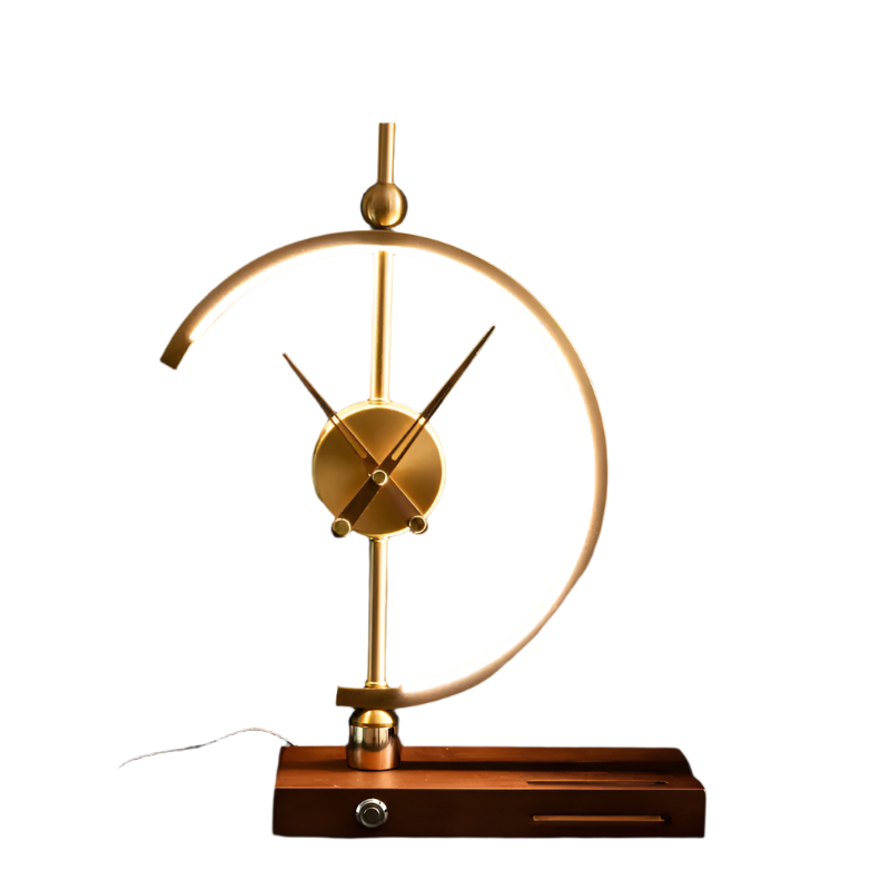 LumiClock - Modern Table Lamp with Wireless Charging & Clock