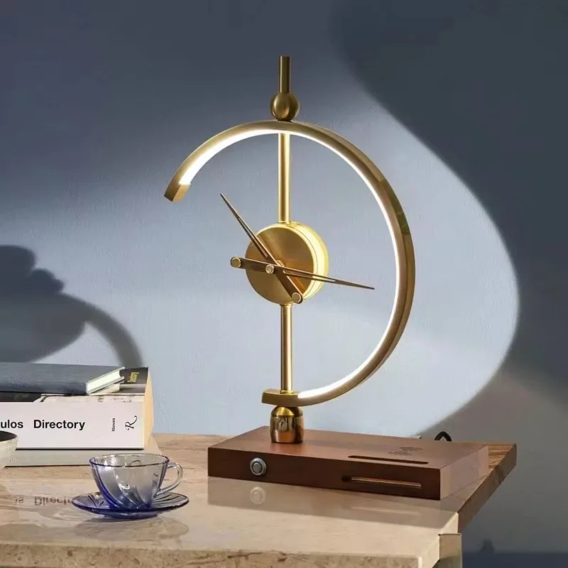 LumiClock - Modern Table Lamp with Wireless Charging & Clock