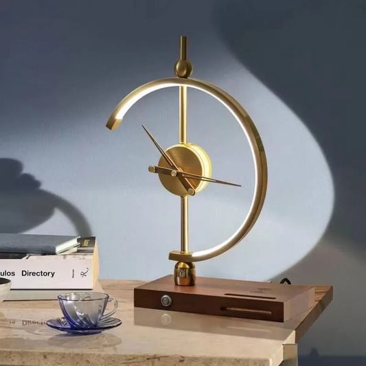 LumiClock - Modern Table Lamp with Wireless Charging & Clock