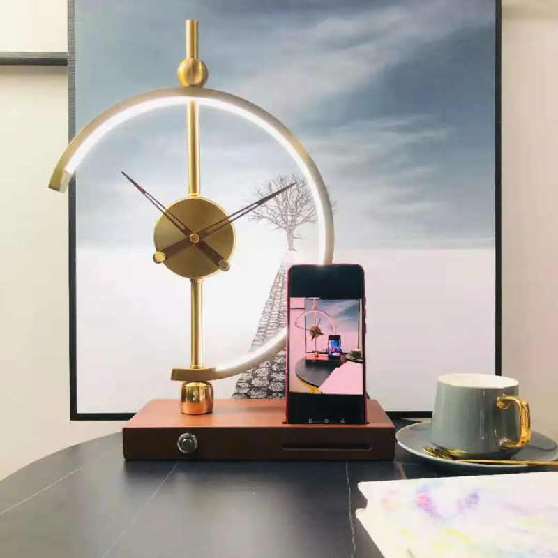 LumiClock - Modern Table Lamp with Wireless Charging & Clock