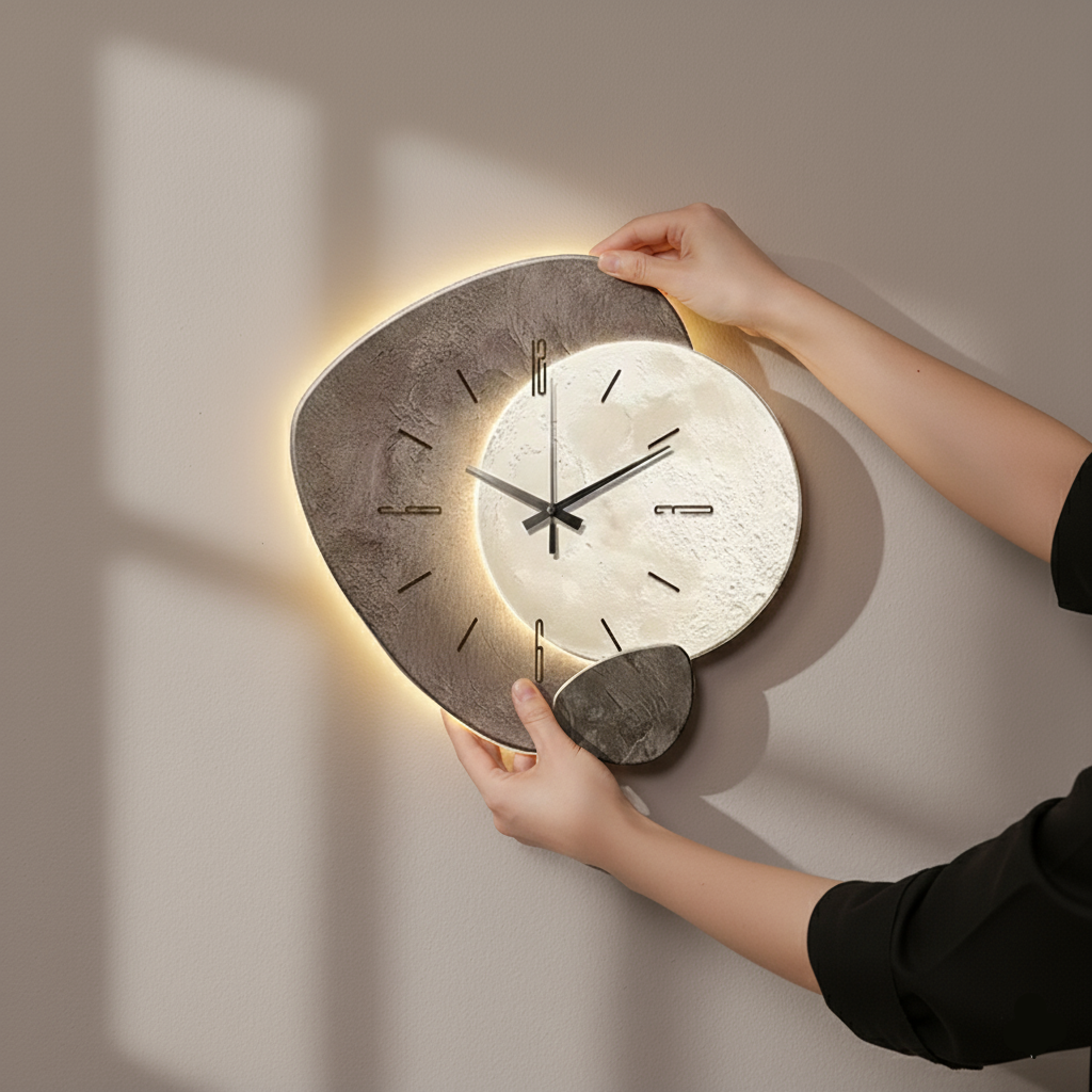 Modern Silent Wall Clock | Hanging Wall Decoration - Cream Wind Silent Wall Clock