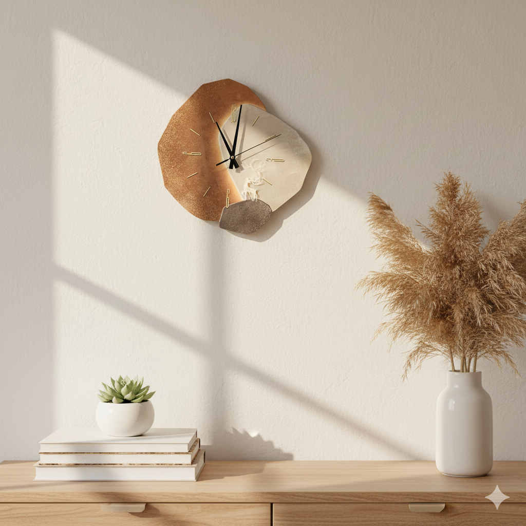 Modern Silent Wall Clock | Hanging Wall Decoration - Cream Wind Silent Wall Clock