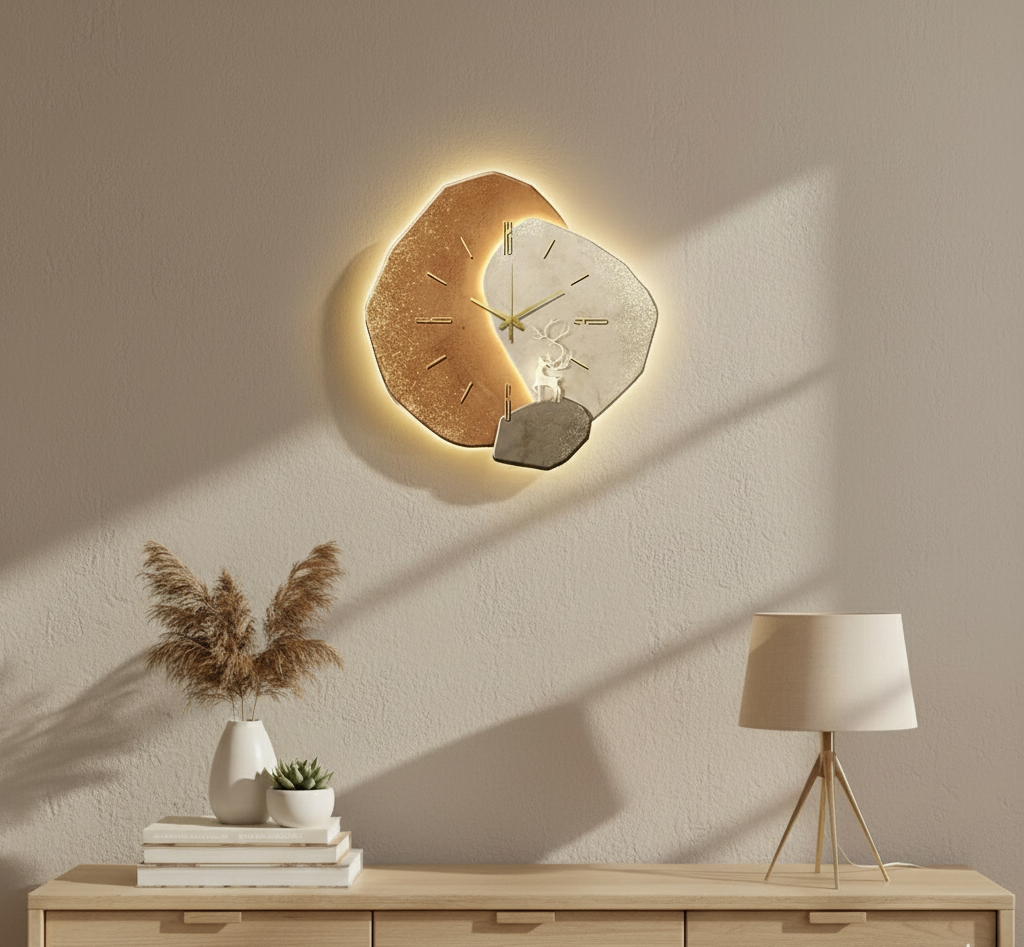 Modern Silent Wall Clock | Hanging Wall Decoration - Cream Wind Silent Wall Clock