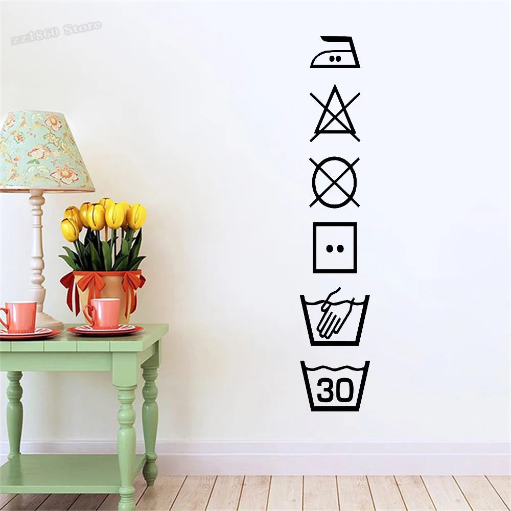 Laundry Room Wall Decal – Vertical Wash Symbols Vinyl Wall Art