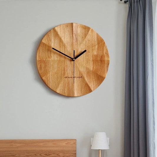 Solid Wood Mute Wall Clock – Chinese Log Wind Design