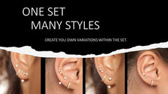 Needle Minimalist Earrings Set – Dainty Hoop & Ear Climber for Multi-Piercing Stacks