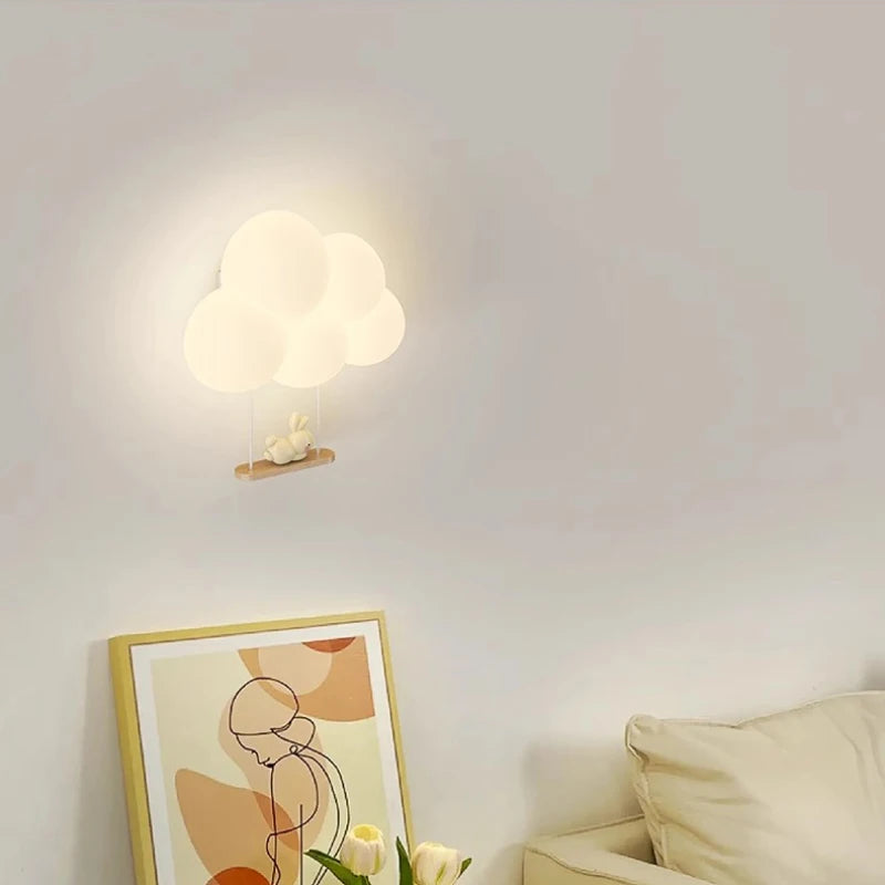 Minimalist Children's Room LED Wall Lamps – Monkey, Rabbit, Cloud Designs