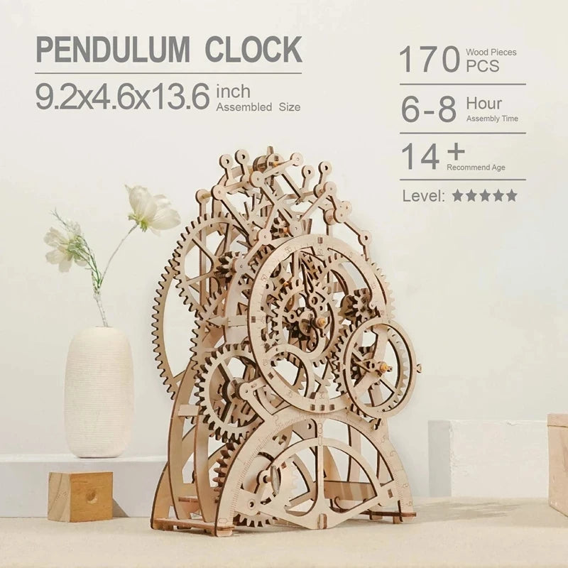 Timelock - Mechanical 3D Wooden Puzzle Clock Kit