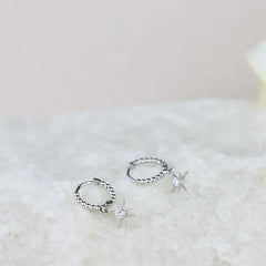 Earrings Set – 14K Gold & Silver Plated Moon Star Dainty Studs and Hoops