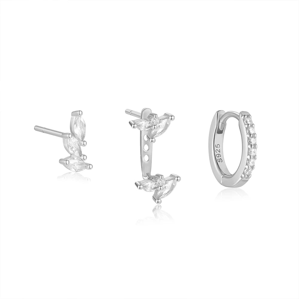 CANNER – 3PCS Real 925 Sterling Silver Floral Earring Set