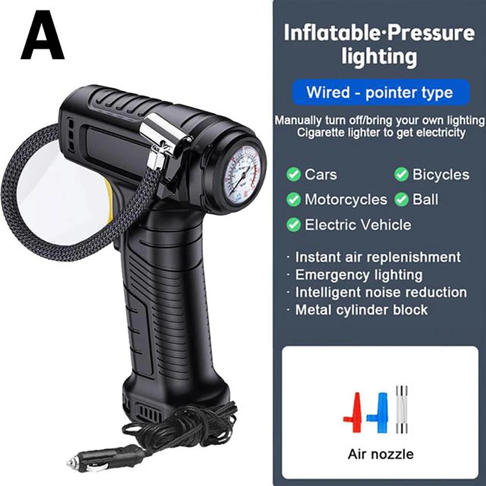 120W Portable Car Tire Inflator – Wireless/Wired Electric Air Compressor