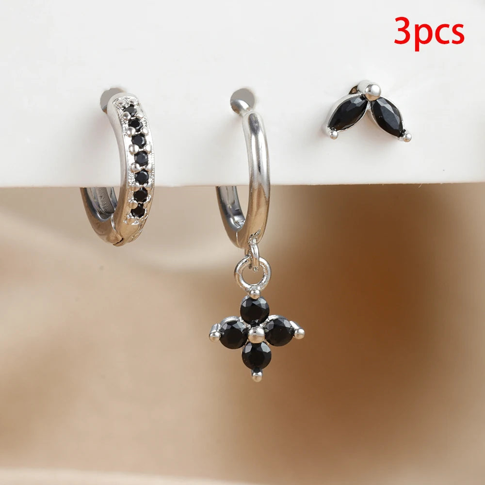 Joe - 3-Piece Beautiful Green Zircon Hanging Earrings Set for Women