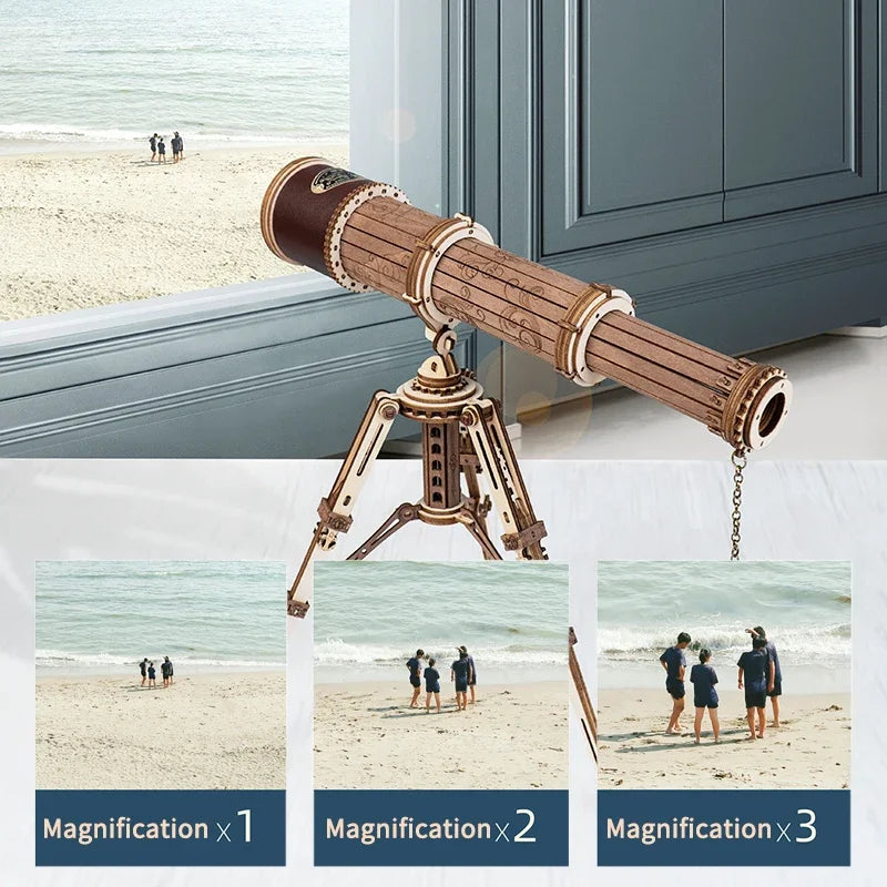 OptiWood - 3D Wooden Monocular Telescope Puzzle Game