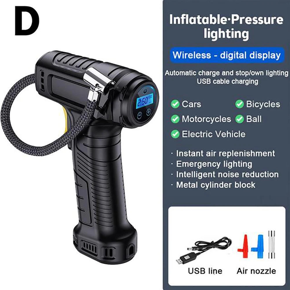 120W Portable Car Tire Inflator – Wireless/Wired Electric Air Compressor