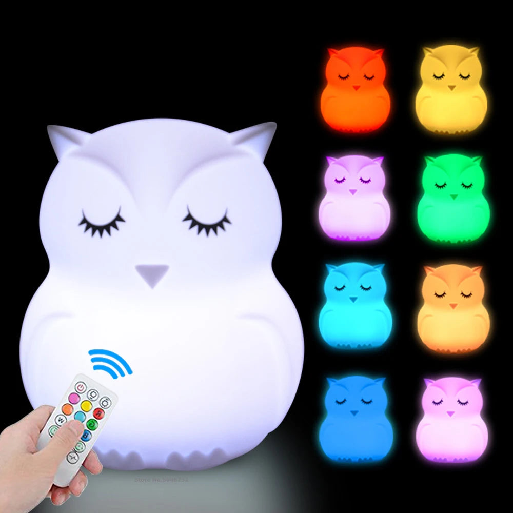 LumiaOwl - Rechargeable Multicolor Silicone Night Light