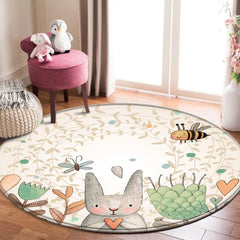 Kids Animal Play Mat – Round Rabbit & Bee Rug