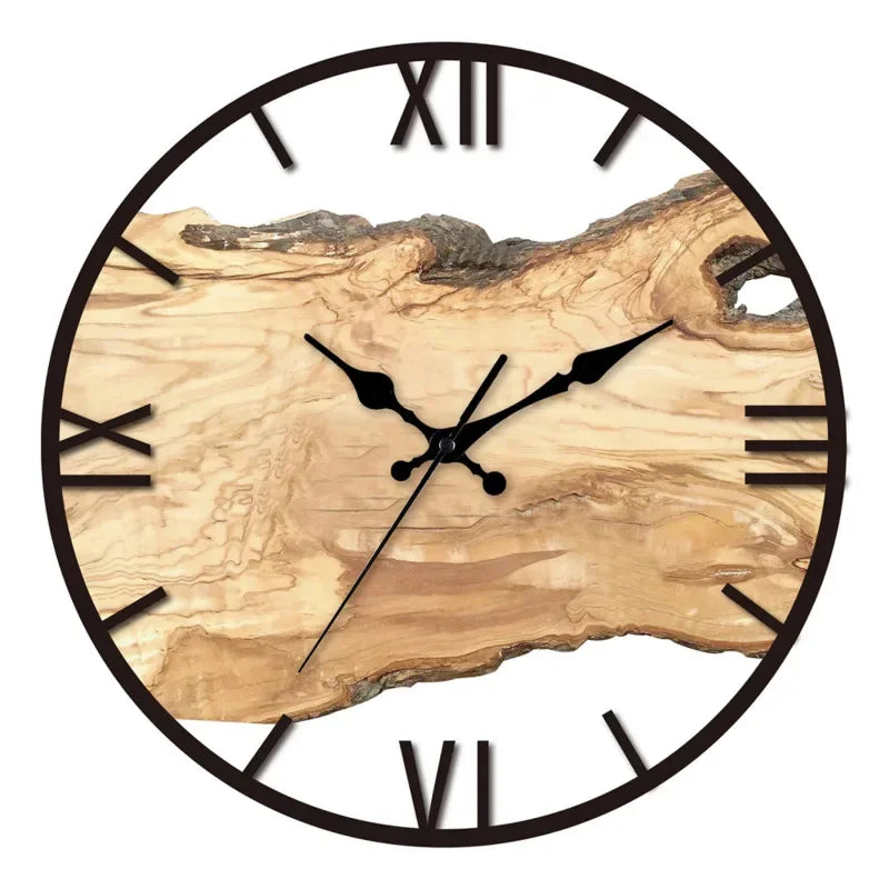 Simple Transparent Wall Clock - Acrylic Wood Grain Design