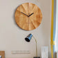 Solid Wood Mute Wall Clock – Chinese Log Wind Design