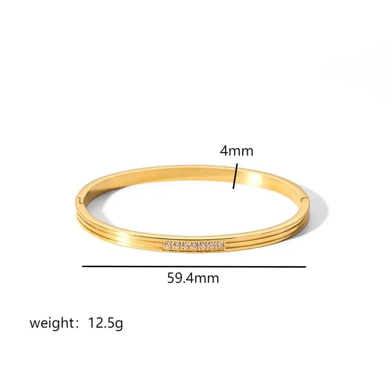 Larry - 18k Gold Plated Geometric Stainless Steel Bangle For Women