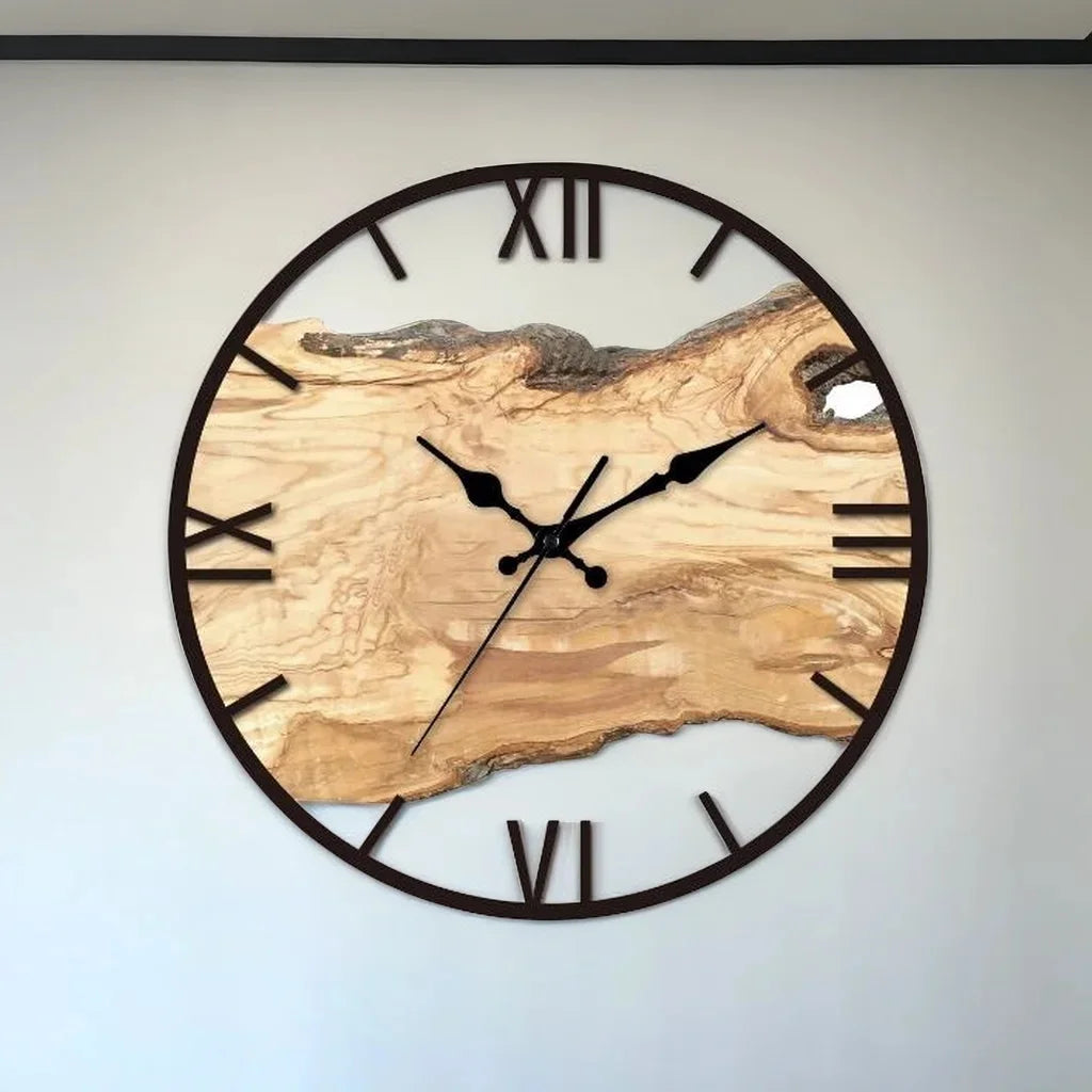 Simple Transparent Wall Clock - Acrylic Wood Grain Design