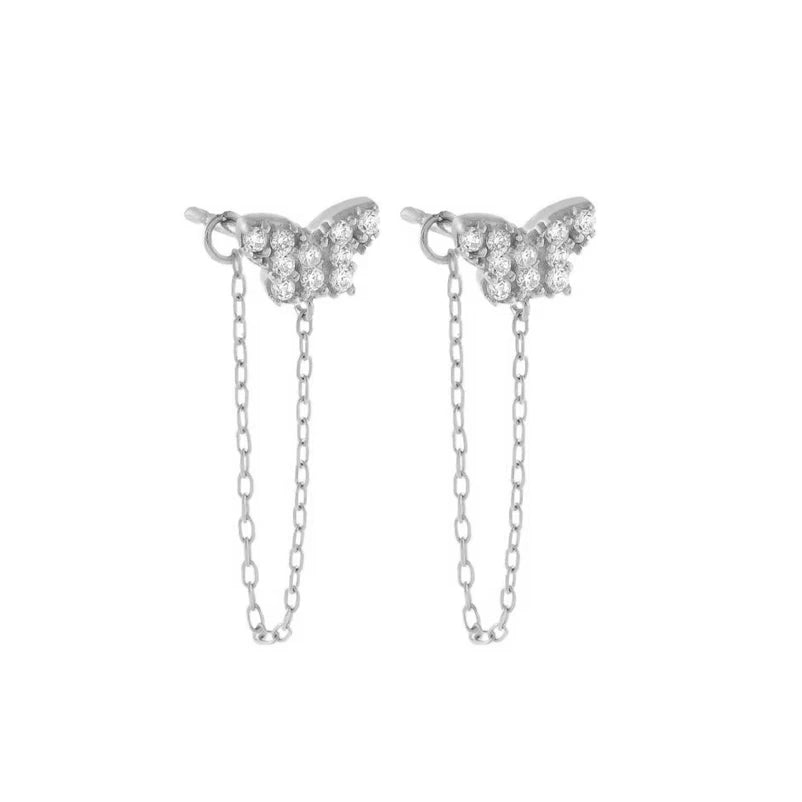 TIANDE - Zircon Tassel Chain Dangle Earrings