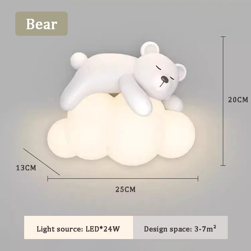 LumaBuddies - Bear & Rabbit Cloud Wall Lamp for Kids' Rooms