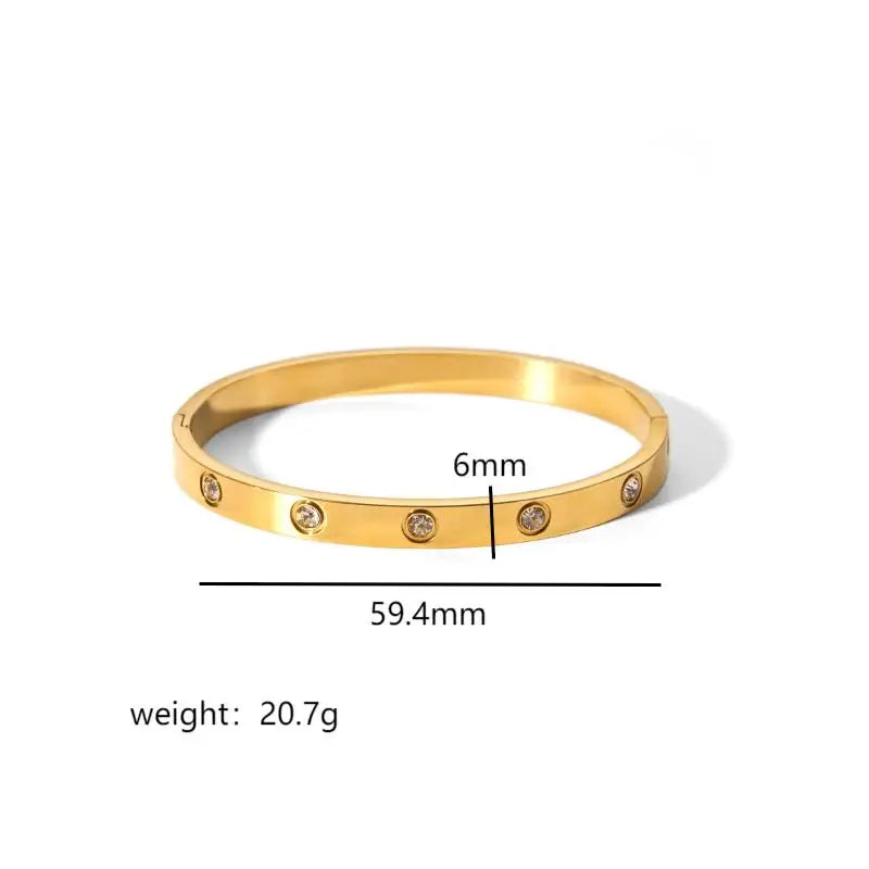 Larry - 18k Gold Plated Geometric Stainless Steel Bangle For Women