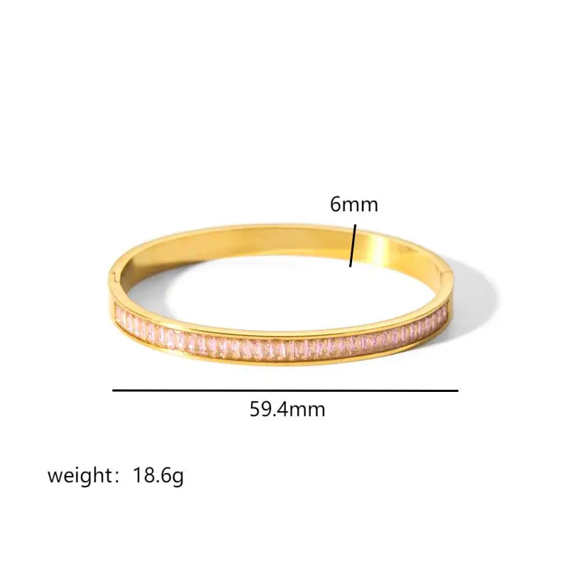 Larry - 18k Gold Plated Geometric Stainless Steel Bangle For Women