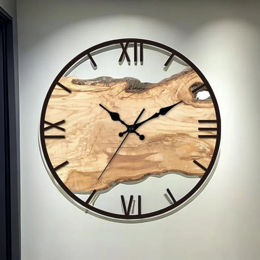 Simple Transparent Wall Clock - Acrylic Wood Grain Design