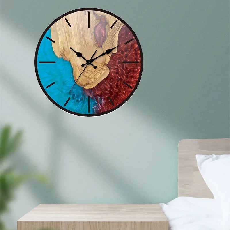 Simple Transparent Wall Clock - Acrylic Wood Grain Design
