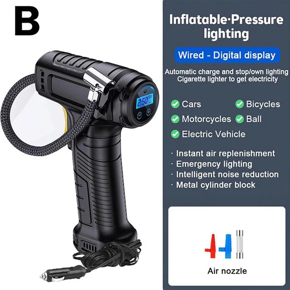 120W Portable Car Tire Inflator – Wireless/Wired Electric Air Compressor