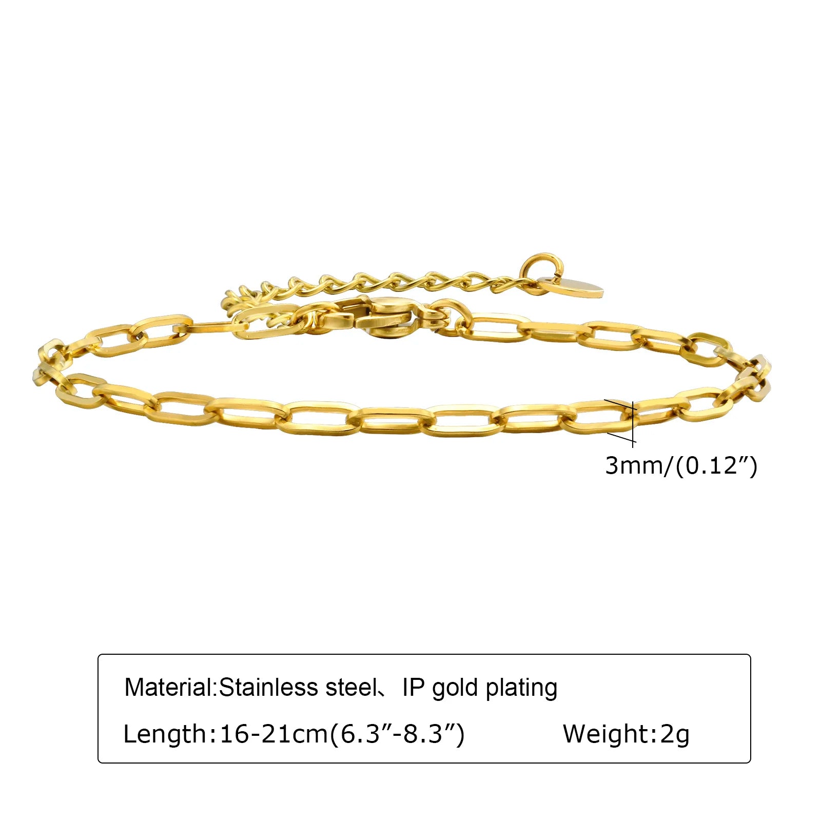 Kyle - Women 18K Gold Plated Stainless Steel Adjustable Chain Bracelet