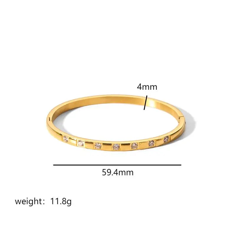 Larry - 18k Gold Plated Geometric Stainless Steel Bangle For Women