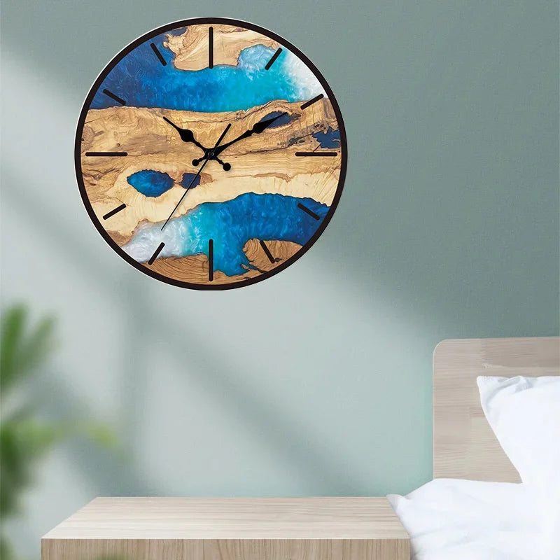 Simple Transparent Wall Clock - Acrylic Wood Grain Design