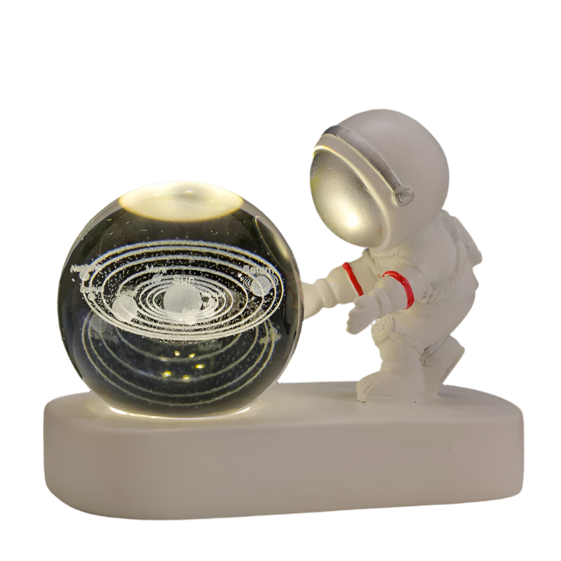 CosmoGlow - LED Crystal Planet Astronaut Carving USB Light