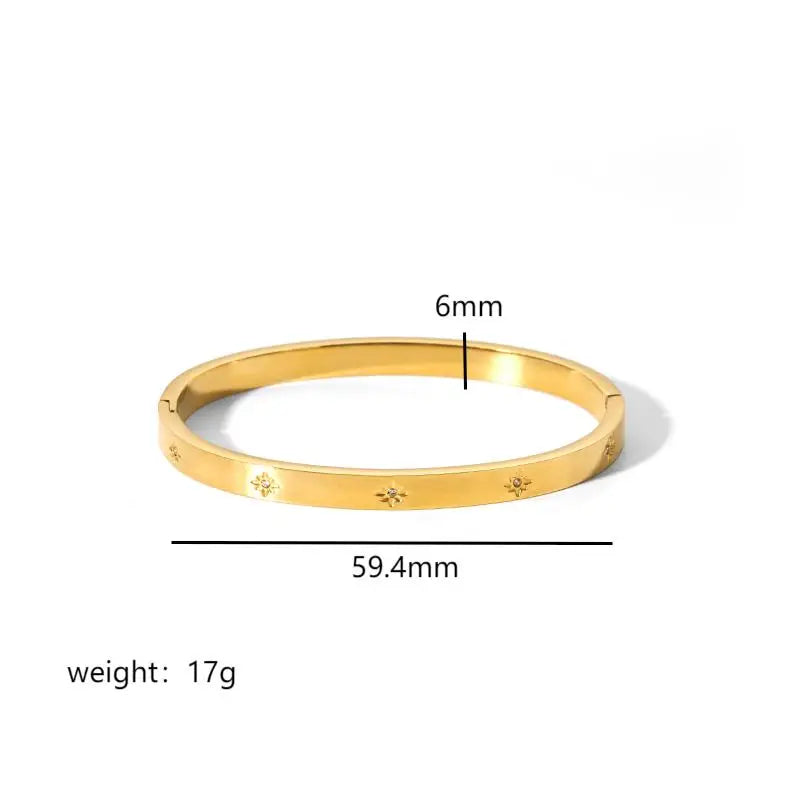 Larry - 18k Gold Plated Geometric Stainless Steel Bangle For Women