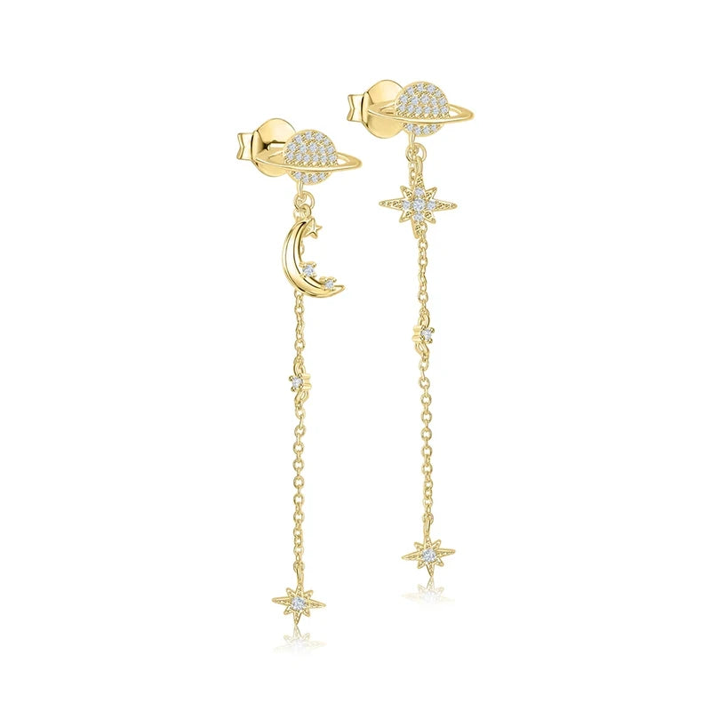 TIANDE - Zircon Tassel Chain Dangle Earrings